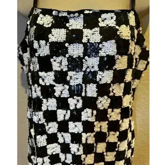 Lily Rose Womens XL Checkerboard Sequined Mini Slip Dress Holiday New Year Party - Picture 1 of 10